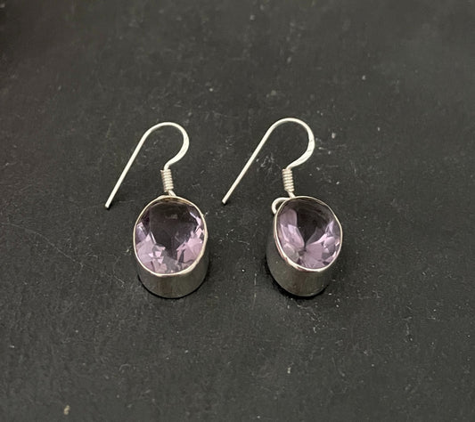 Large Amethyst Oval Drop Earrings image 1