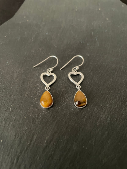 Tiger's Eye Heart Earrings image 1