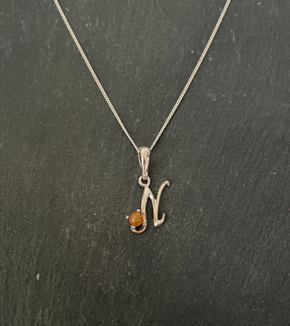 Letter N Amber Pendant image 0