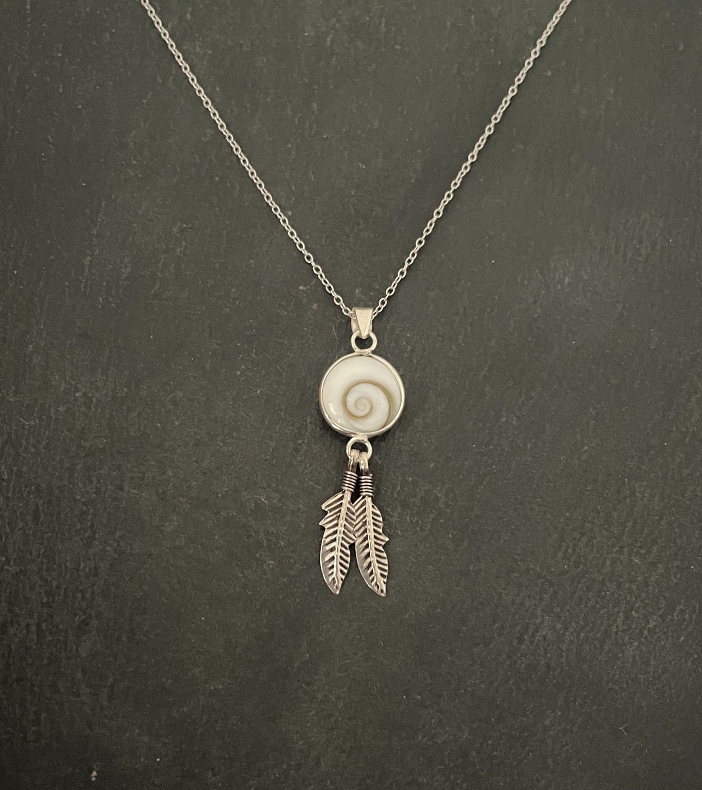 Shiva Shell and Silver Feather Pendant image 0