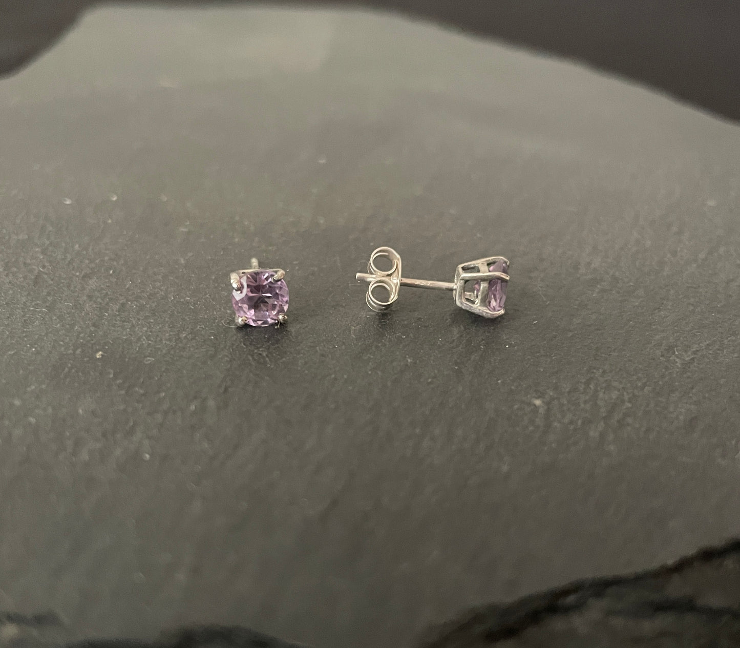 Amethyst Round Stud Earrings image 1
