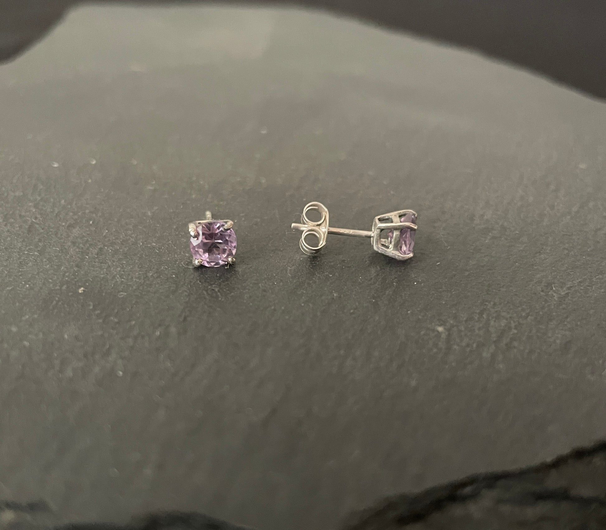 Amethyst Round Stud Earrings image 1