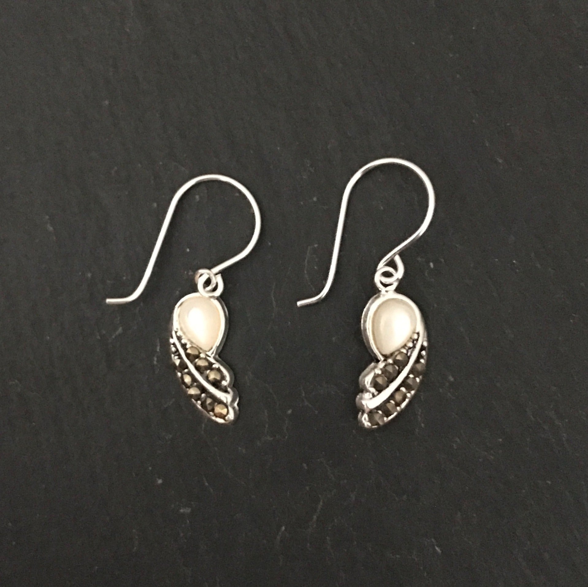 Marcasite and Mother of Pearl Earrings image 0