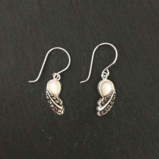 Marcasite and Mother of Pearl Earrings image 0