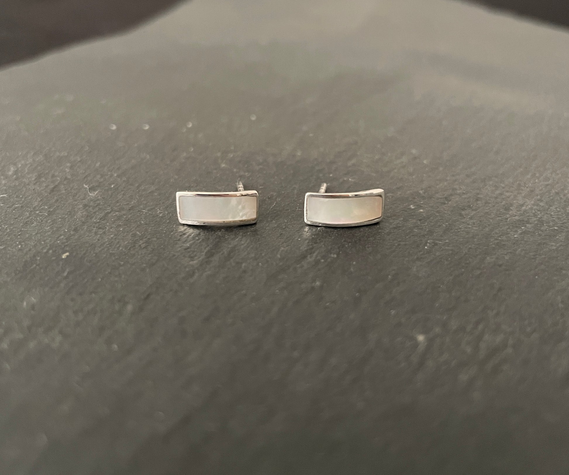Mother of Pearl Rectangle Stud Earrings image 0