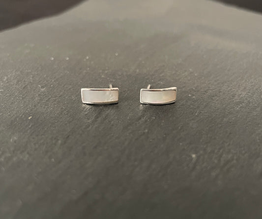 Mother of Pearl Rectangle Stud Earrings image 0
