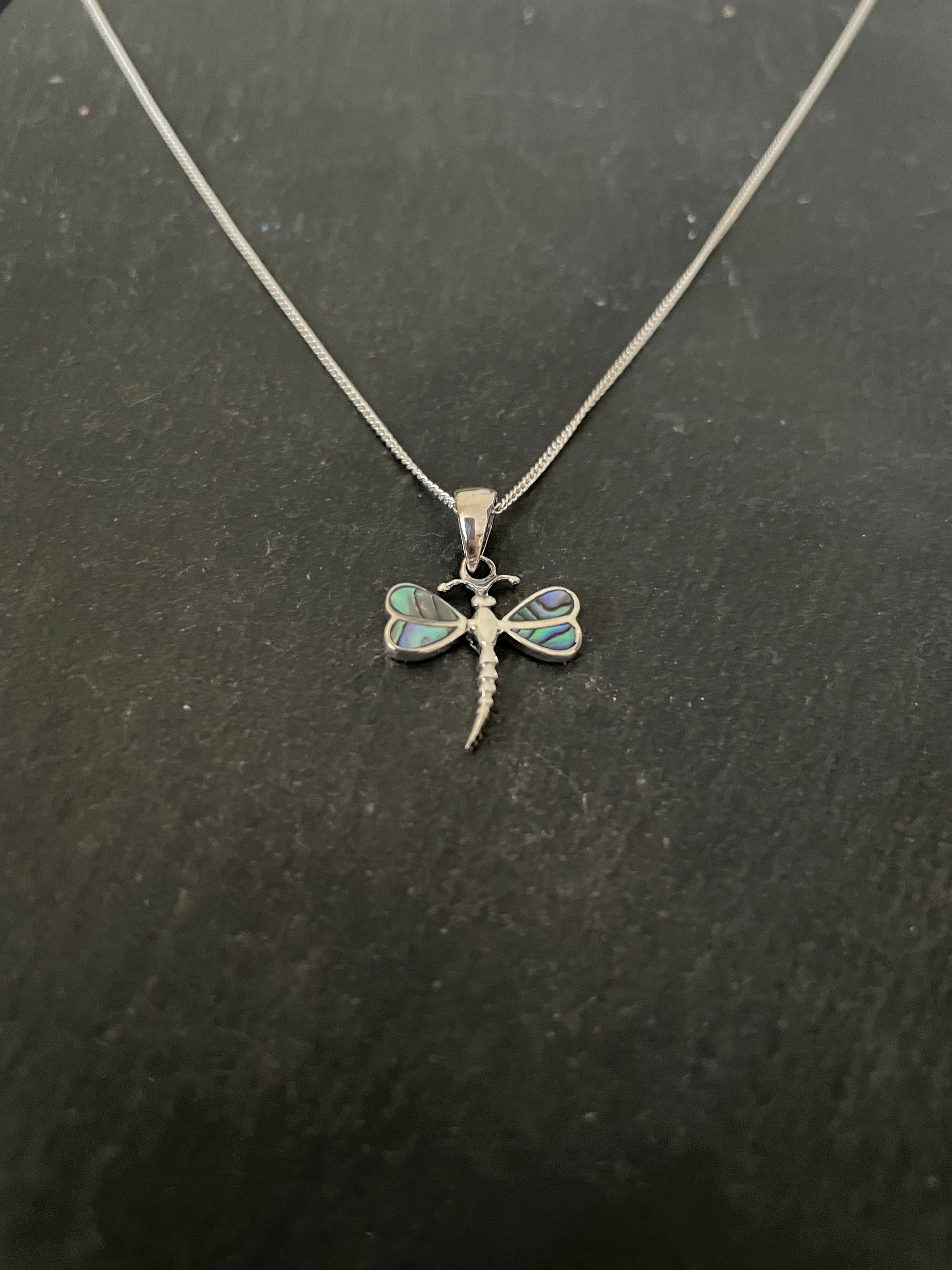 Dragonfly Paua Shell and Silver Pendant image 1