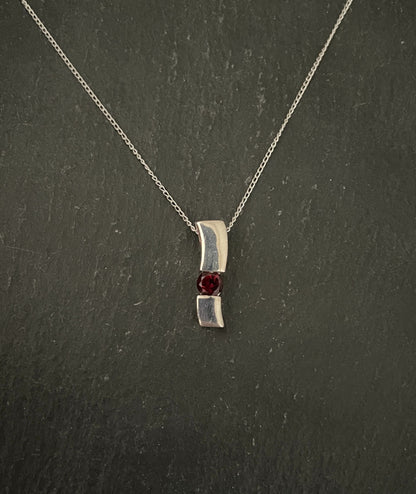 Garnet and Silver Rectangle Pendant image 0