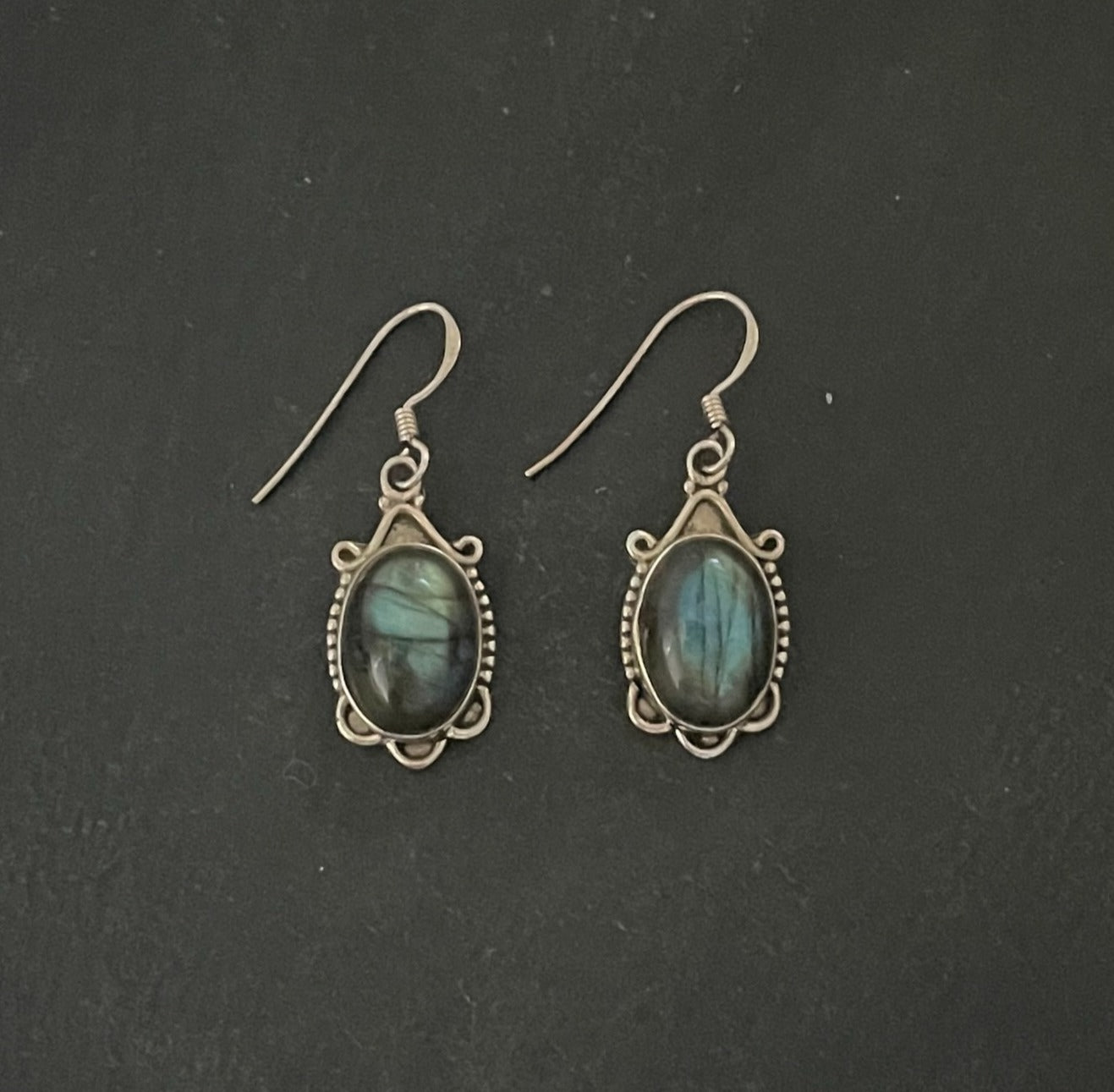Labradorite and Silver Oval Earrings image 0