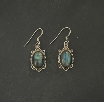 Labradorite and Silver Oval Earrings image 0