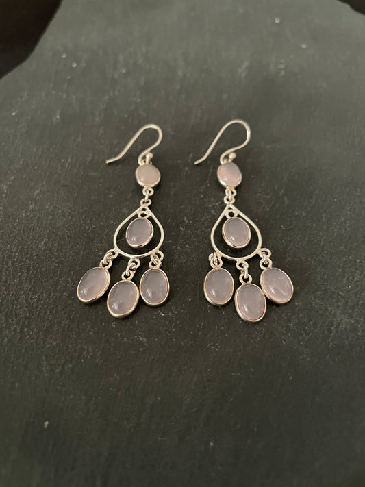 Rose Quartz Oval Earrings image 1
