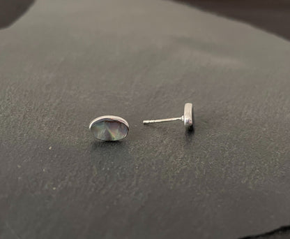 Paua Shell and Silver Oval Studs image 1