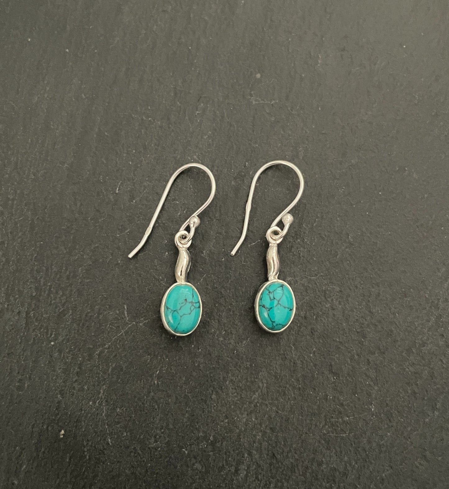 Oval Turquoise and Silver Earrings image 0