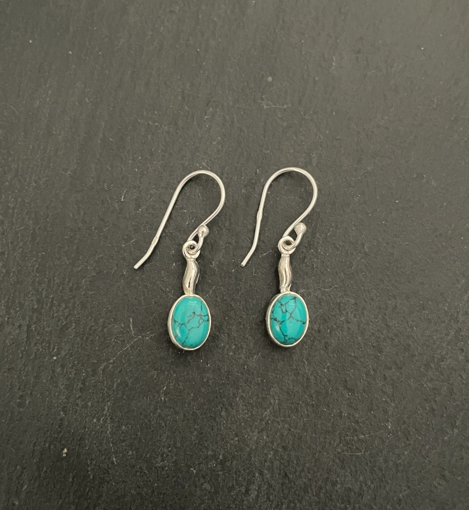 Oval Turquoise and Silver Earrings image 0