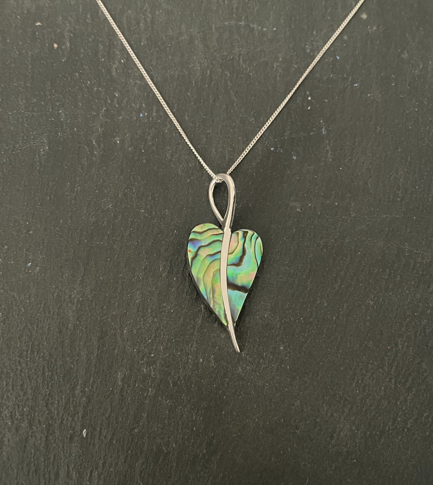 Paua Shell and Silver Heart Pendant image 0