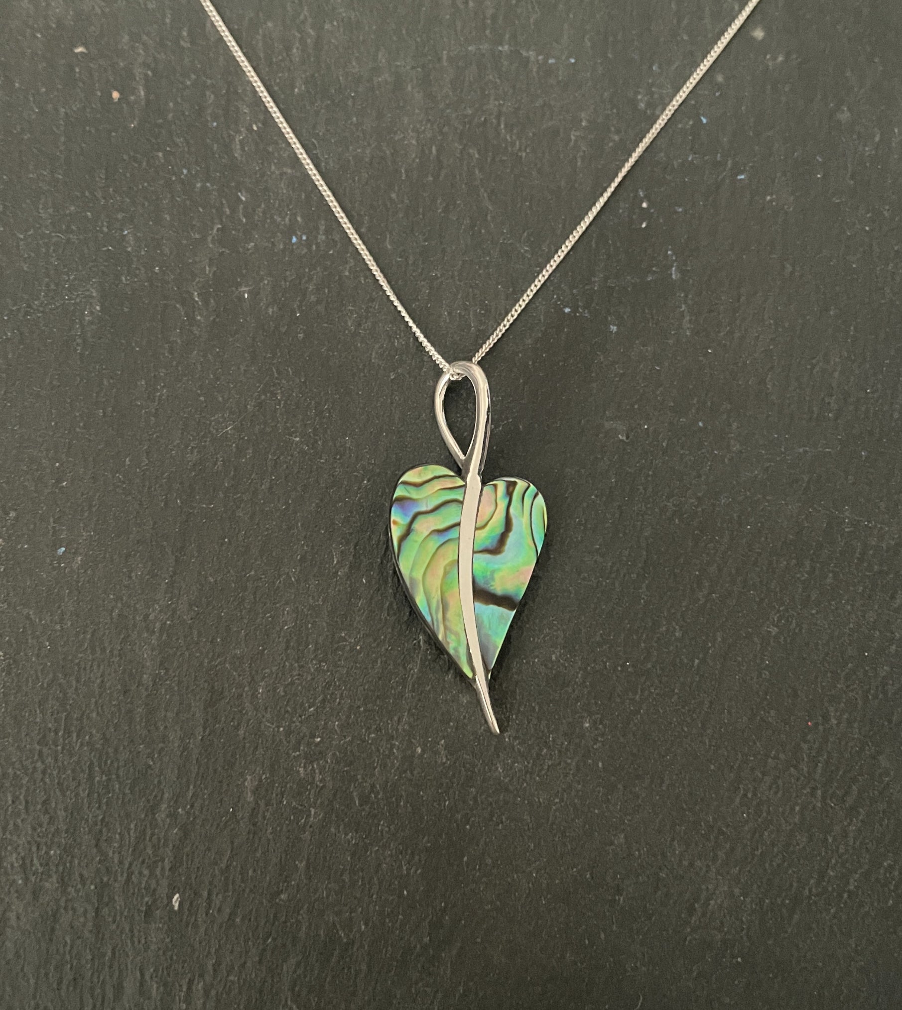 Paua Shell and Silver Heart Pendant image 0
