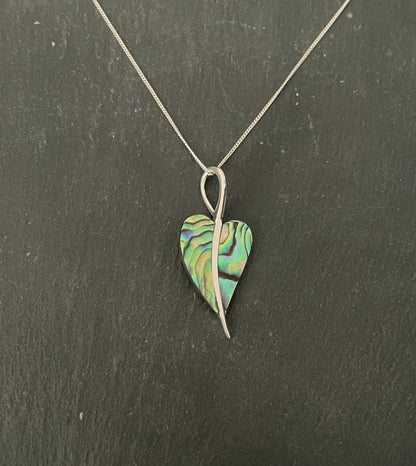 Paua Shell and Silver Heart Pendant image 0