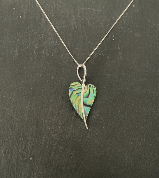 Paua Shell and Silver Heart Pendant image 0