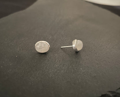 Moonstone Oval Stud Earrings image 1