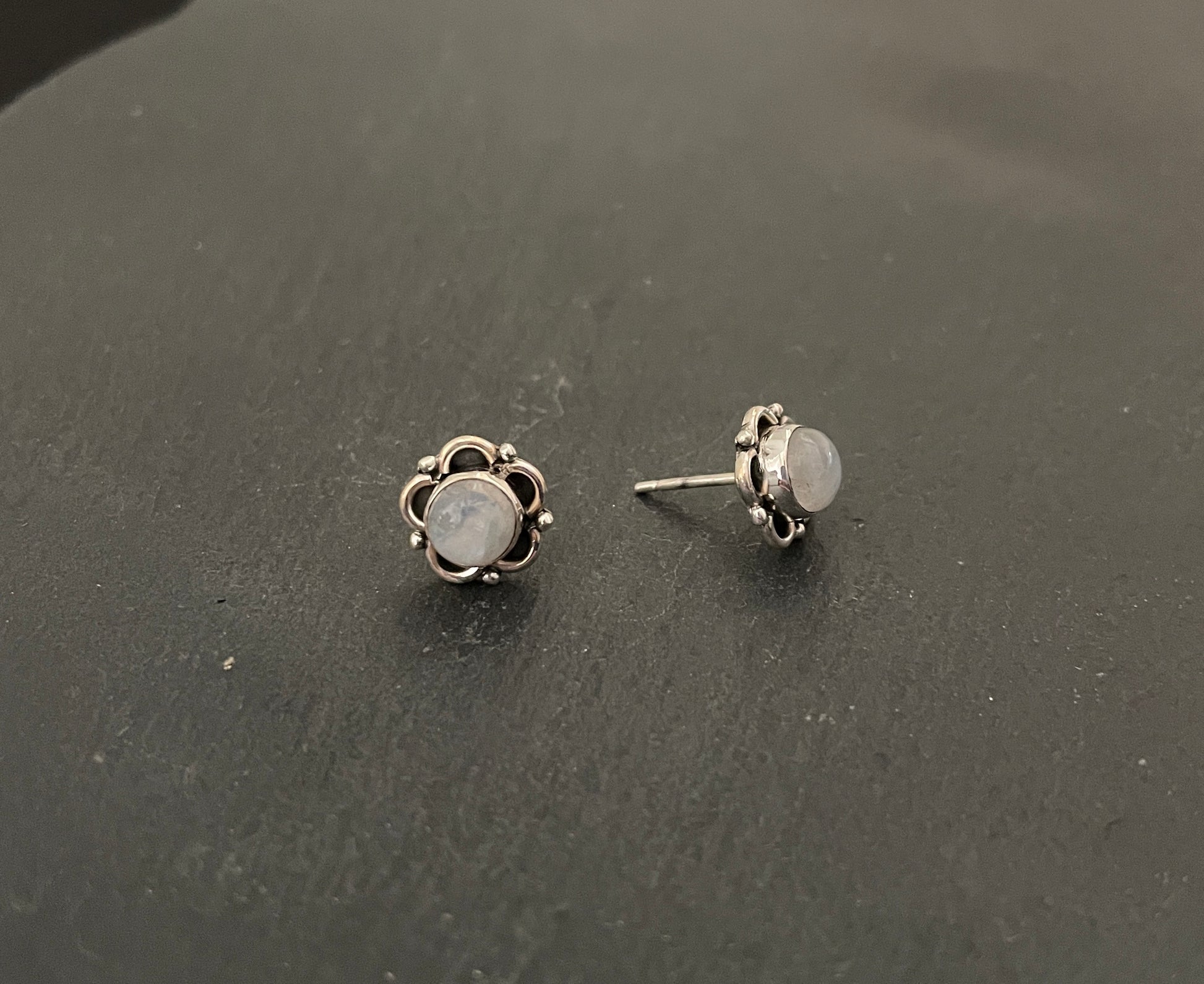 Moonstone Round Stud Earrings image 1