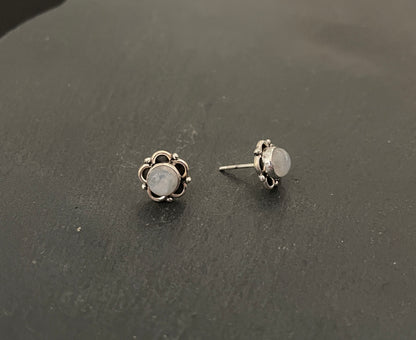 Moonstone Round Stud Earrings image 1