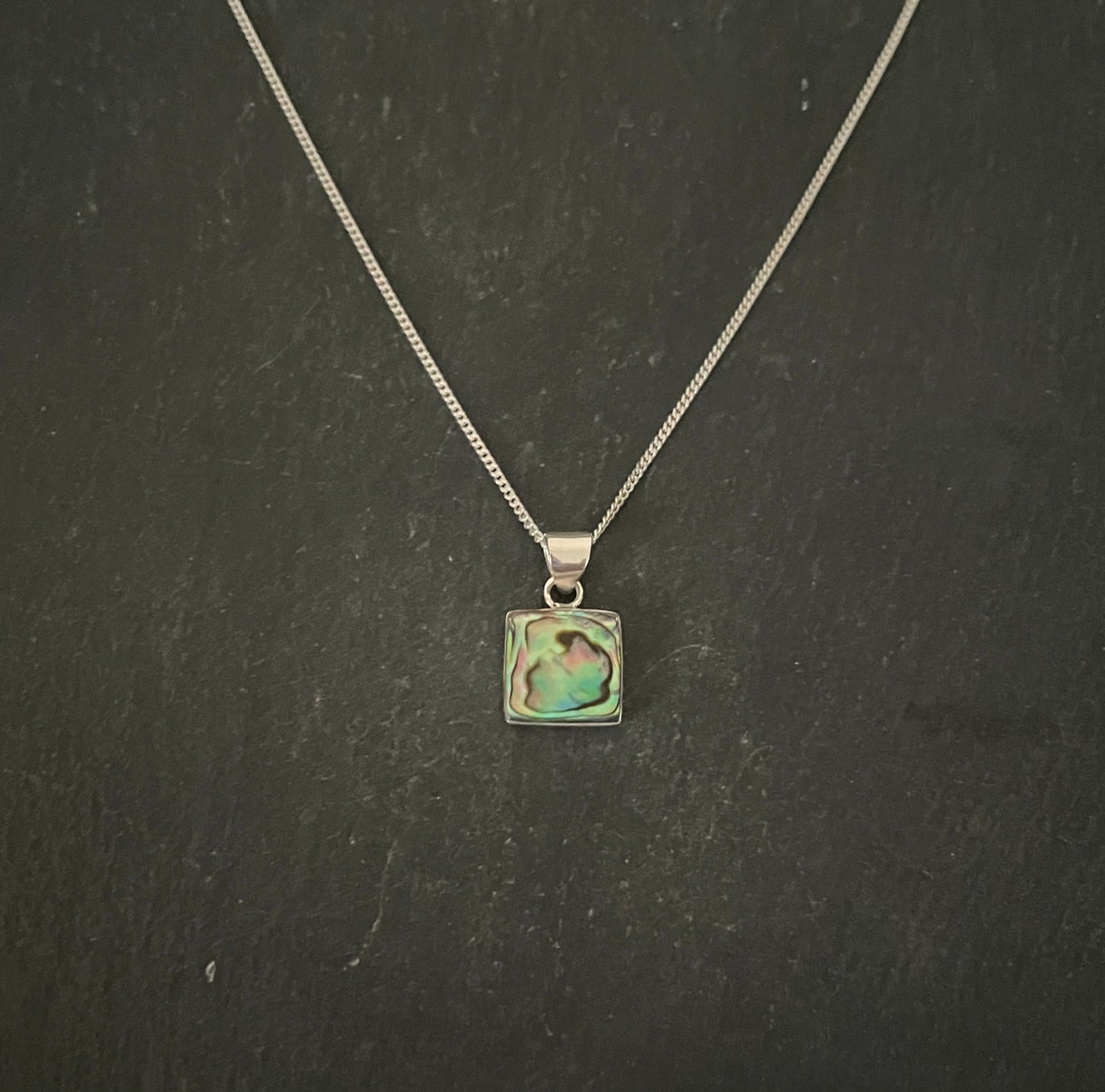 Square Paua Shell and Silver Pendant image 0