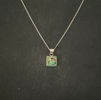Square Paua Shell and Silver Pendant image 0