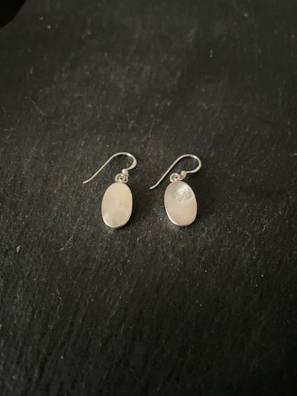 Mother of Pearl Oval Earrings image 1