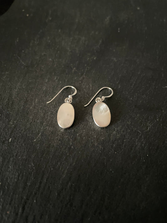 Mother of Pearl Oval Earrings image 1