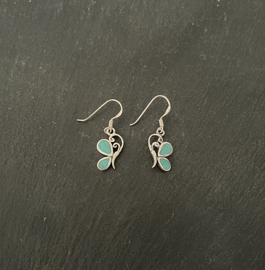 Butterfly Turquoise and Silver Earrings image 0
