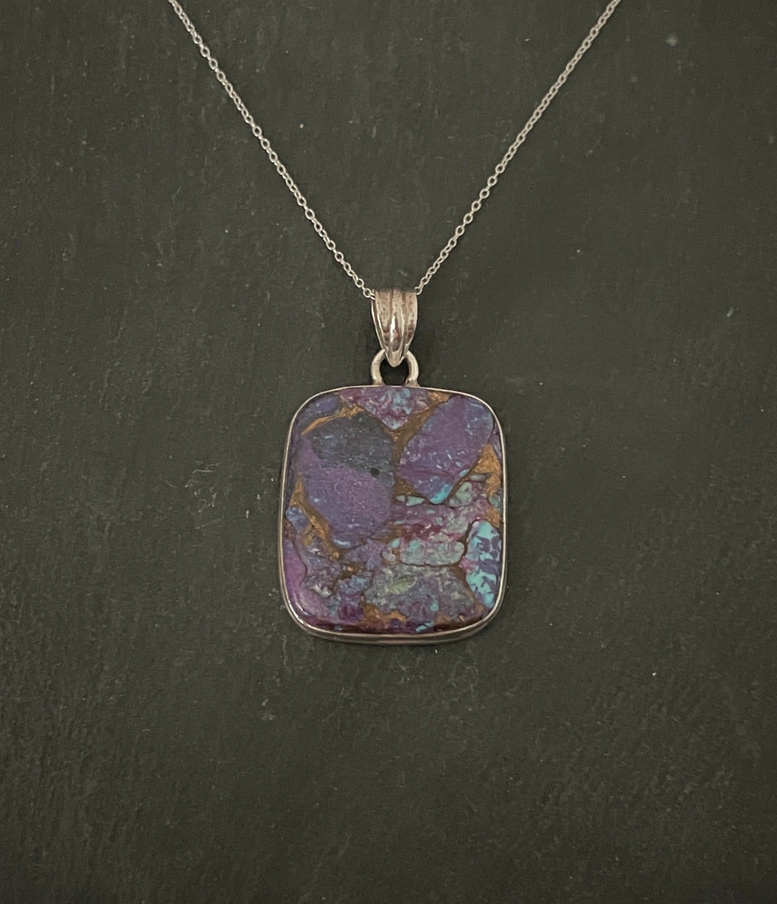 Rectangle Purple Mohave Turquoise Pendant image 0
