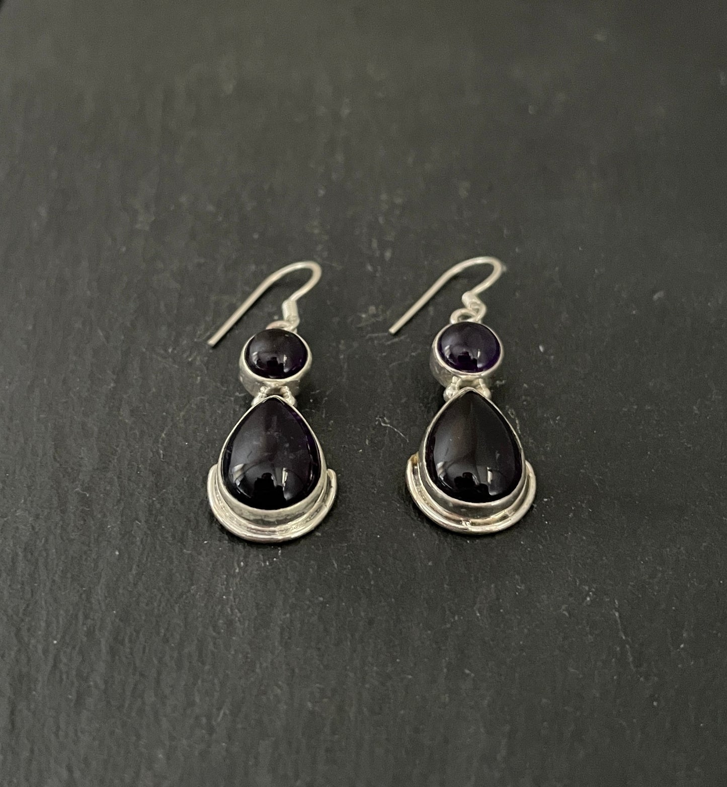 Amethyst Cabochon Drop Earrings image 1