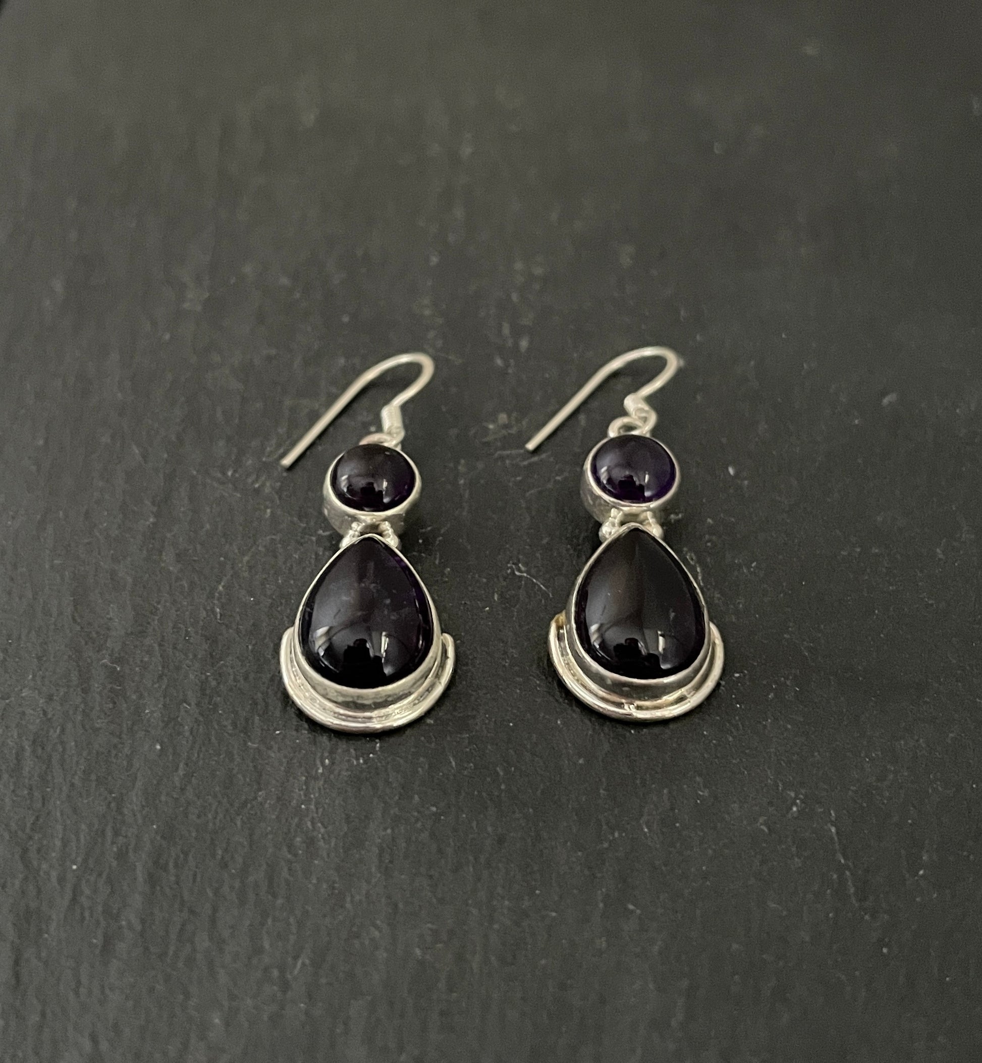 Amethyst Cabochon Drop Earrings image 1