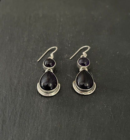 Amethyst Cabochon Drop Earrings image 1
