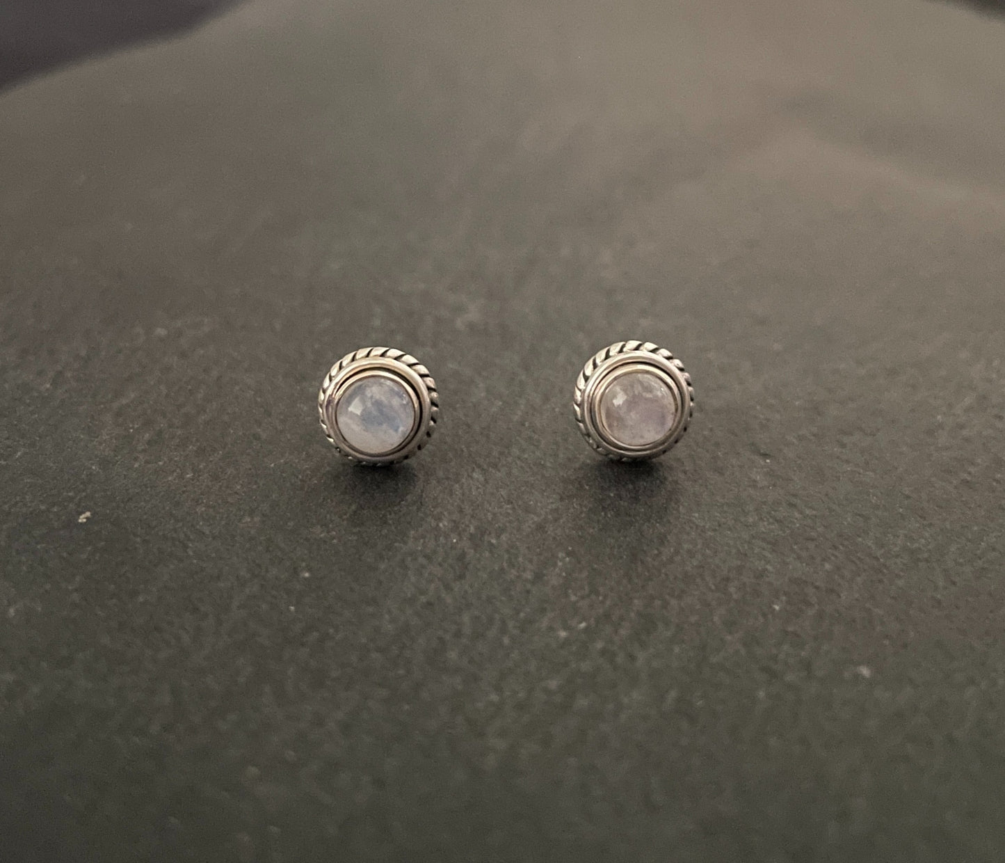 Round Moonstone Studs image 0