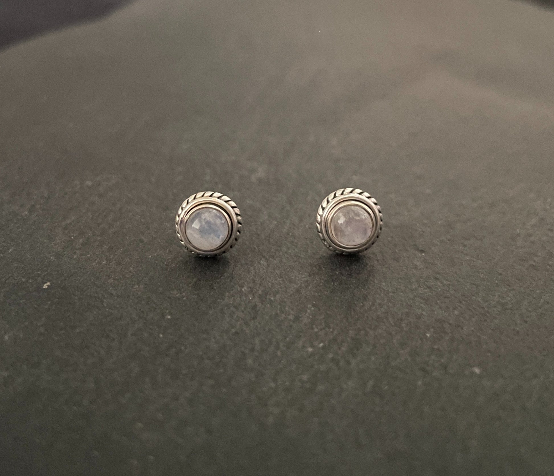 Round Moonstone Studs image 0