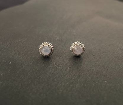 Round Moonstone Studs image 0