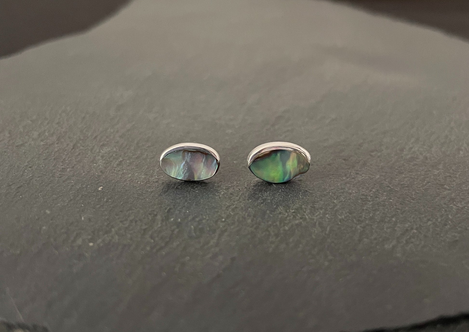 Paua Shell and Silver Oval Studs image 0