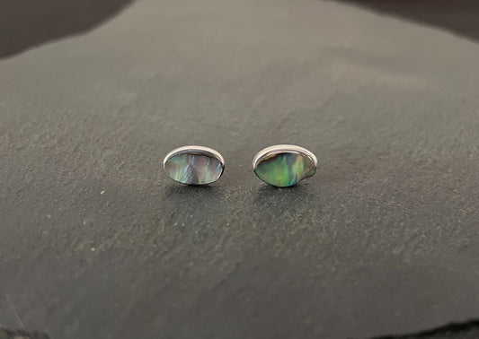 Paua Shell and Silver Oval Studs image 0