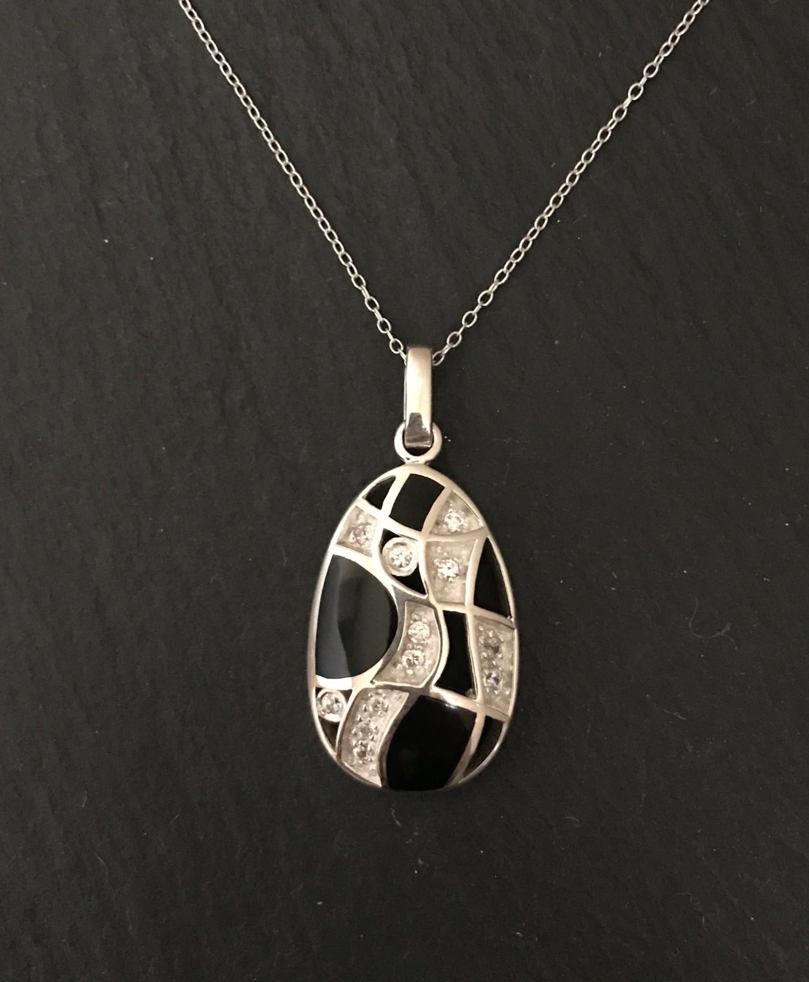 Black Onyx and Cubic Zirconia Pendant image 0