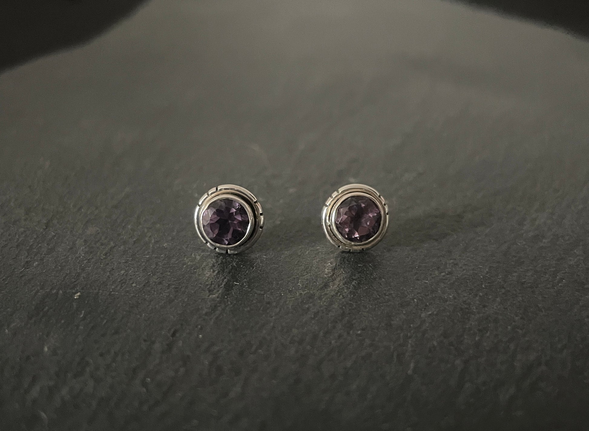Round Amethyst Stud Earrings image 0