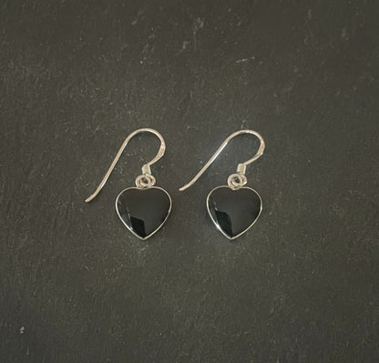 Black Onyx Heart Earrings image 0