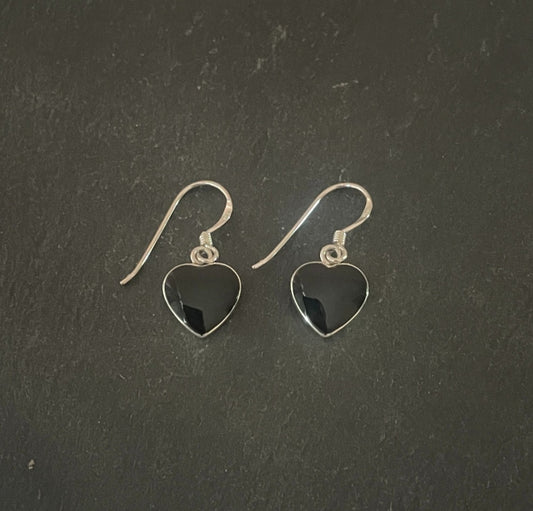 Black Onyx Heart Earrings image 0