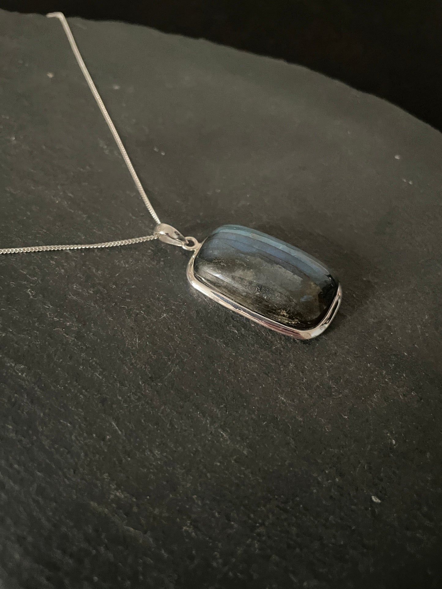Labradorite and Silver Rectangle Pendant image 1