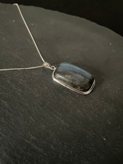Labradorite and Silver Rectangle Pendant image 1