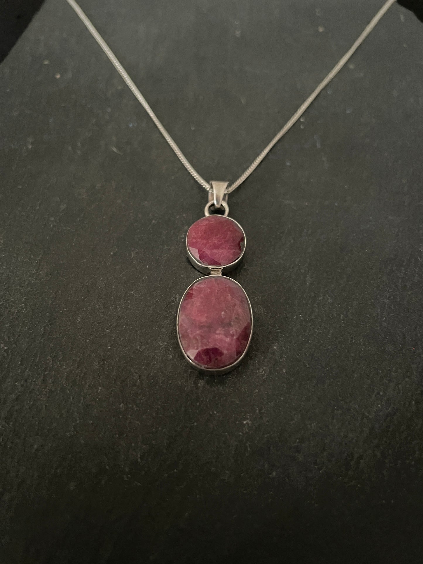 Two Stone Oval Ruby Pendant image 2
