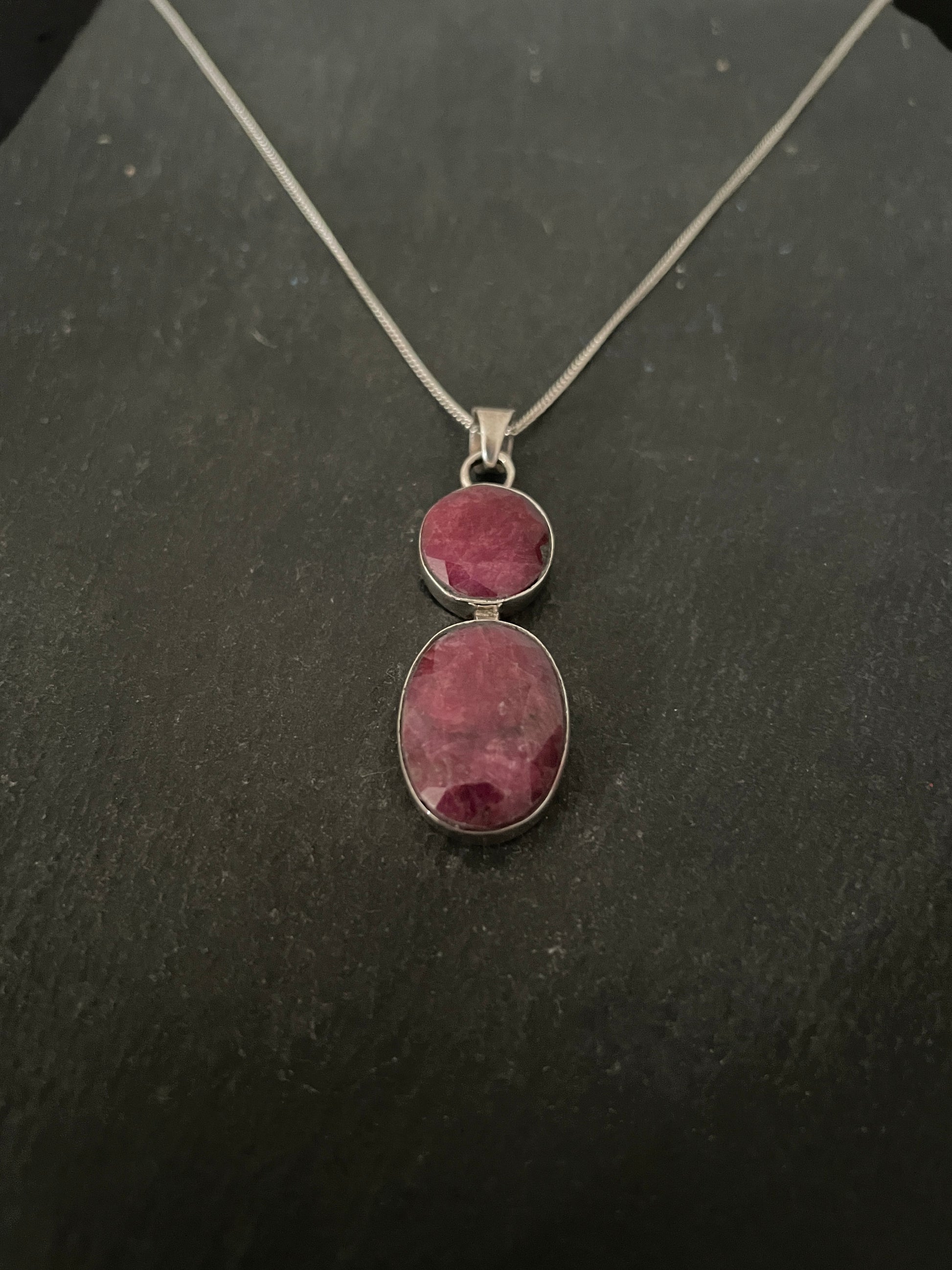 Two Stone Oval Ruby Pendant image 2