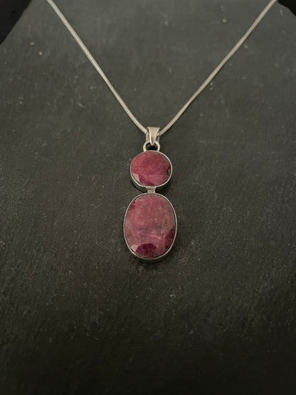 Two Stone Oval Ruby Pendant image 2
