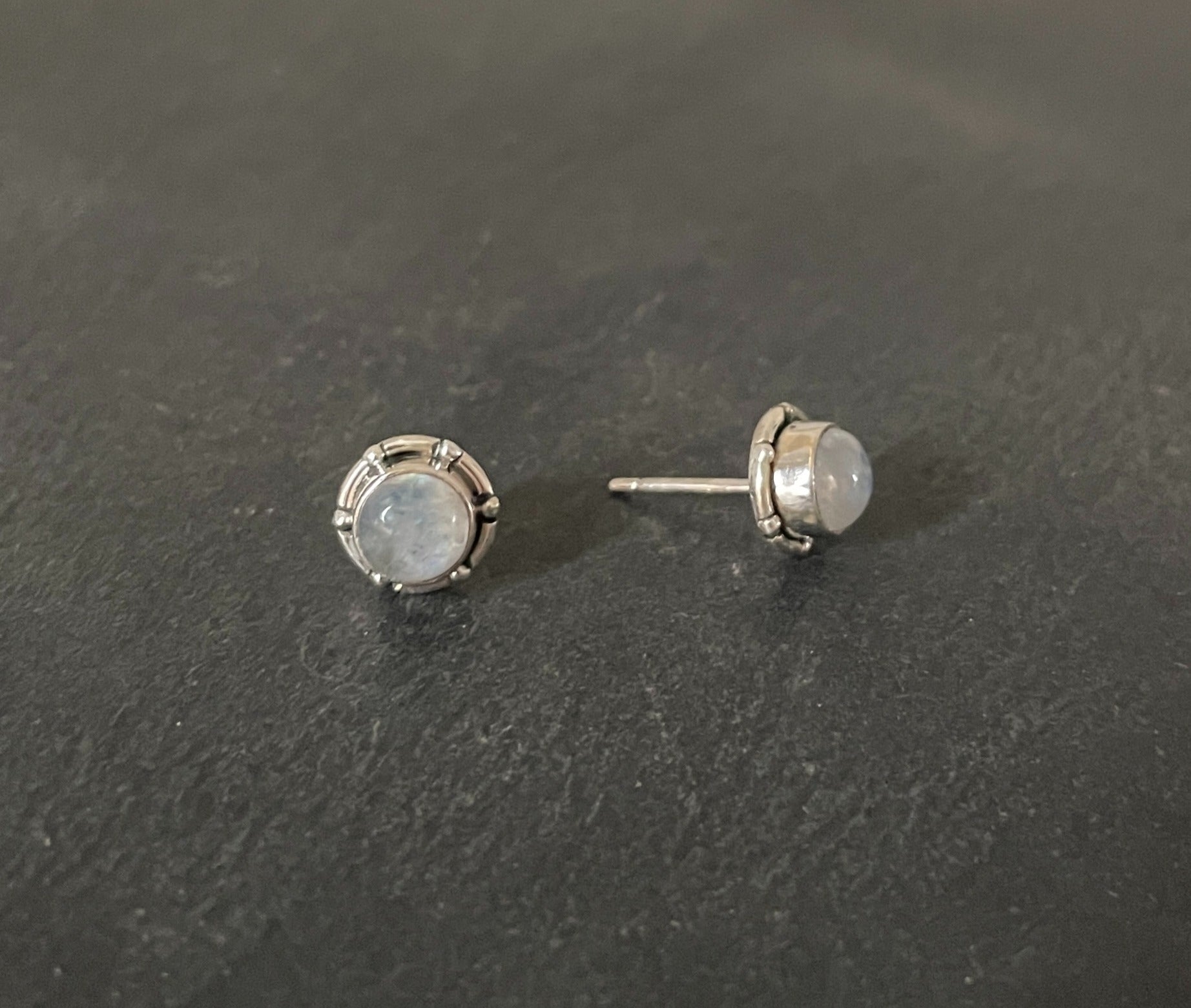 Moonstone Round Stud Earrings image 1