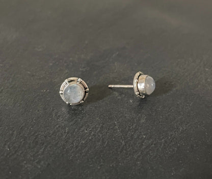 Moonstone Round Stud Earrings image 1